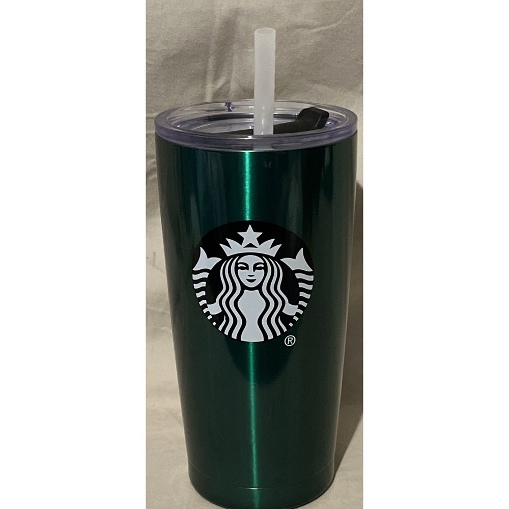 Starbucks Dark Green Tumbler w Lid & Straw